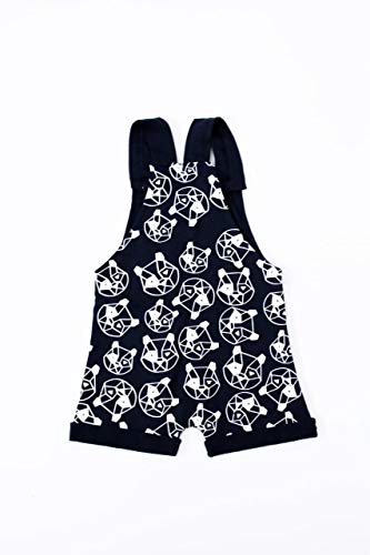 Jardineira Curta Panda Fox Preta Le Marques Infantil Unissex