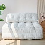 MAXYOYO Folding Sofa Bed, Convertible Sleeper Chair with Pillow Foldable Mattress with Back Support, Portable Fold Out Chair Bed Comfy Floor Sofa Lounge for Living Room Bedroom, Beige,Double