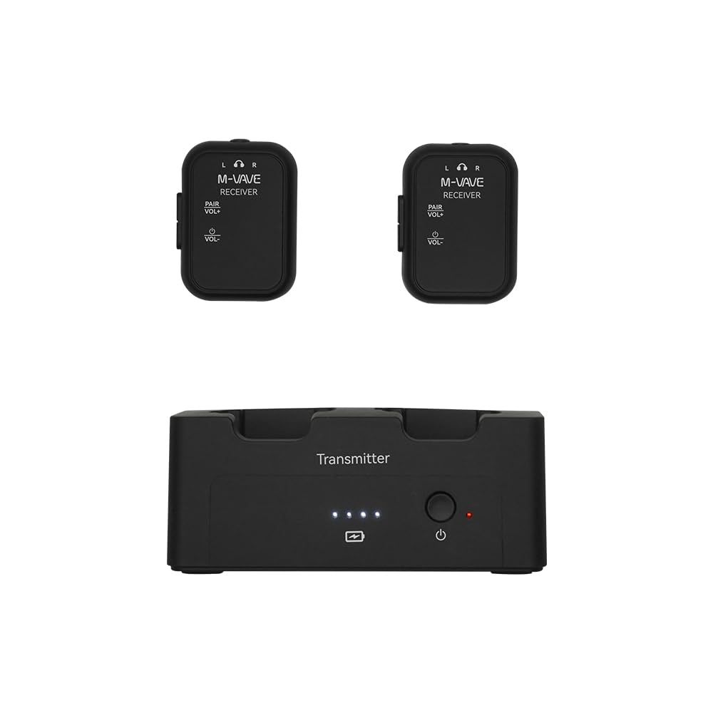 M-Vave WP-12 – Kabelloses In-Ear-Monitorsystem – 2,4 GHz, 24 Bit/48 kHz Audioübertragung, 30 m Reichweite, Lange Akkulaufzeit, mehrere Modi