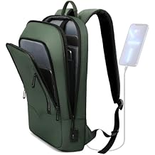 hk Backpack for Men Business Slim Backpack with USB Charger Computer Lightweight Anti-theft Travel Green, 15.6 Inch