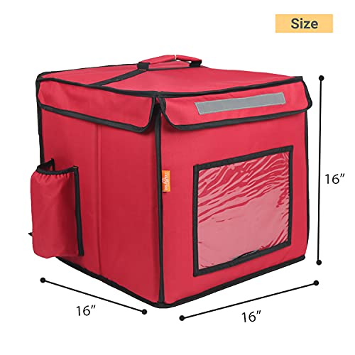 Image of Polyester Modern Maxim Insulated Water Stain Repellent Food Pizza Courier Bag 67 Litres 16X16X16 Inches (Extra Large, Red)