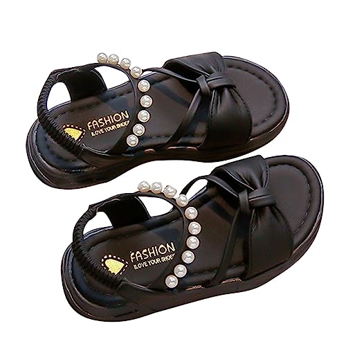 Toddler Girl Sandals Open Toe Cute Bow Princess Girls Flat Shoes Glitter Summer Dress Shoes Sandals with Elastic Strap