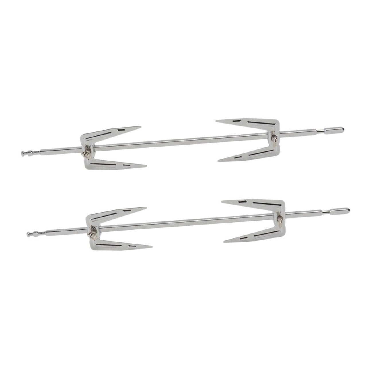 Mikinona 2Sets Stainless Steel Chicken Grill Fork Meat Spit Rods for Bbq Oven Cooking Multi Functional Cooking Tools for Roasting Fish Chicken Easy Installation