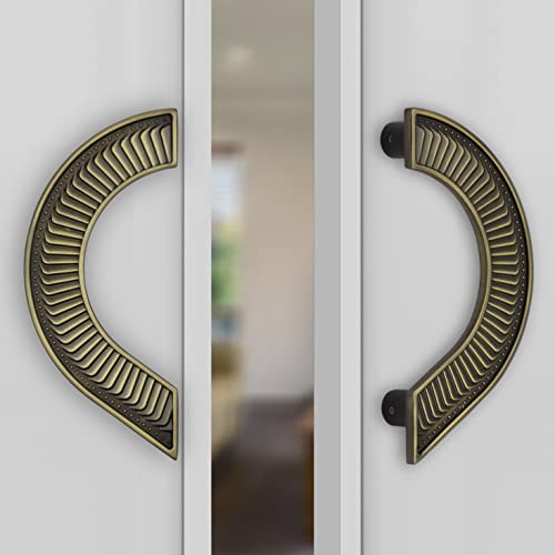 Image of Plantex Heavy Duty 8-Inch Round Shape Main Door Handle - Pull Push Handle for Home Decor - Pack of 1 (321-Brass Antique Finish) - 3 Years Warranty