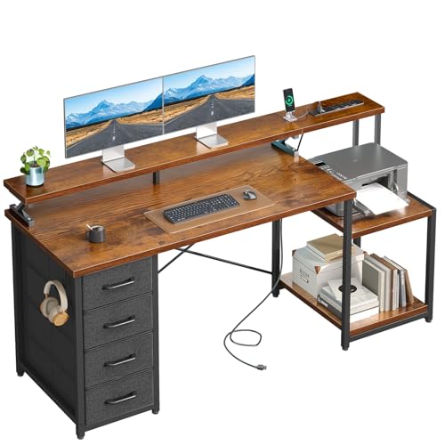 ODK 55 Inch Computer Desk with Power Outlets & 4
