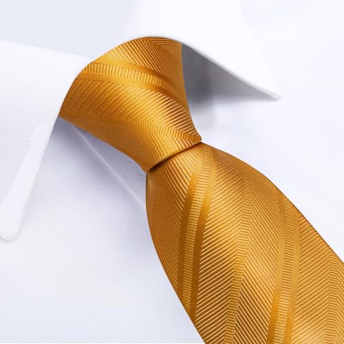 Image of DiBanGu Striped Tie Set for Men Silk Woven Plaid Necktie and Pocket Square Cufflinks Business Wedding