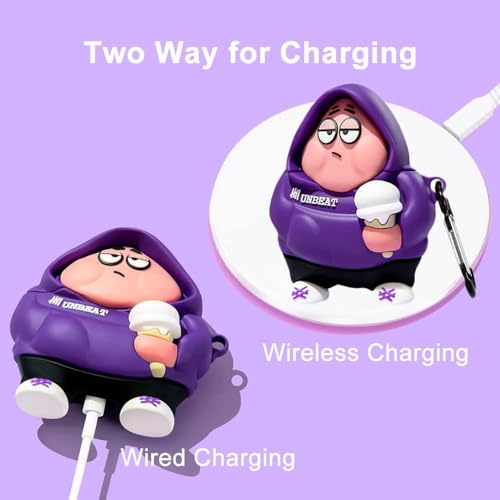 Image of Emoh Roced Case for AirPodS 4 (2024) with Keychain (ANC), Cute Cartoon Shockproof Protective Cover Compatible with Apple AirPods 4th Generation 2024 for Women and Boys (Unbeat)