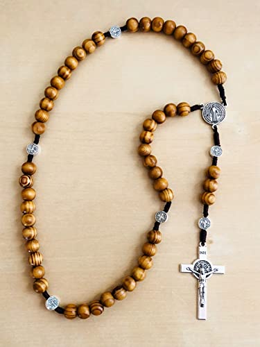 Handmade Olive Wood Catholic Rosary, Prayer Beads From Bethlehem Olive Wood Christian Prayer Beads Saint Benedict Rosary Christian Gift3