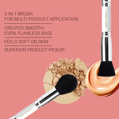 Image of Cuffs N Lashes Dual Makeup Brush | 2-in-1 Flat Top Foundation &Powder Brush 01 | Seamless Blending for Liquid Cream &Powder | Soft Premium Bristles | Travel Friendly Professional Face Brush