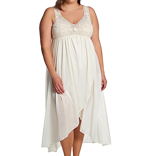 Shadowline Women's Tulip Hem Lace Nightgown, Ivory, Large #TOP28