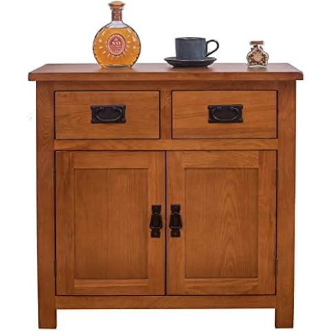Aurotrice Oak Small Sideboard / 2 Door 2 Drawer Mini Sideboard/Living Room Storage (Rustic) Cover
