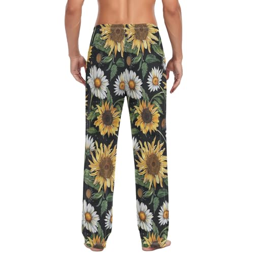 Mens Pajama Pants Sunflowers Daisy Vintage Soft Lounge Sleep Pj Bottoms with Drawstring Pockets3