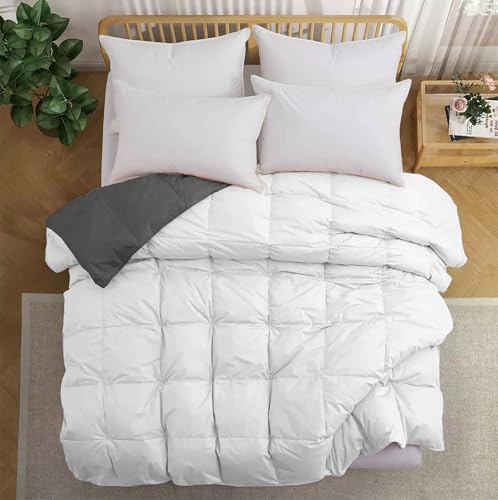 Image of Fluffy 600 GSM Winter Comforter Double Bed Size 90 inchX100 inch - 600 GSM Heavy Winter Quilt Microfiber Rajai /Duvet /Blanket Super Soft Double Bed - White /Dark Gray Color