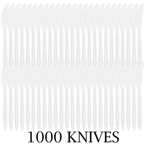 Plasticpro Cutlery Plastic Knives Medium Weight Disposable Silverware White (1000 Count) #TOP4