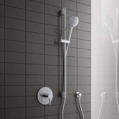 Duravit Universal Duschkopf, Duschbrause mit 3 Strahlarten (Rain, Intense , Soft ), Handbrause rund (Ø 110 mm), Brausekopf mit wassersparender MinusFlow-Funktion, reinigungsfreundlich, Chrom
