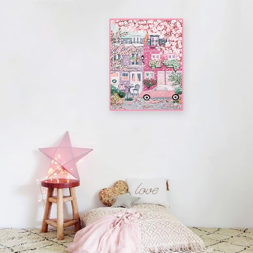 Image of Pink Store Stamped Cross Stitch Kits for Beginner,11CT Needlepoint Kits | Cherry Blossom Needlepoint Counted Cross Stitch Embroidery Kits for Adults,Dimensions Counted Cross Stitch Patterns Crafts