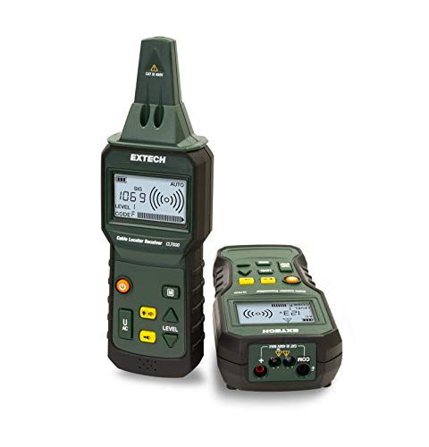 Image of Extech CLT600 Advanced Cable Locator and Tracer Kit - Detects Powered & Unpowered Cables, Non-Contact Voltage Detection, 12-450V AC /DC, Backlit LCD, Includes Transmitter, Receiver, and Accessories | Trace powered and unpowered cables, non-contact voltage, backlit LCD, transmitter /receiver, leads, case