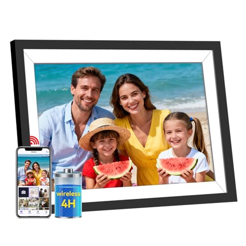 UHALE Battery Power Digital Picture Frame, 10.1'' 1920x1080 HD IPS Touch Screen, Auto-Rotate, Share Photos and Videos 4 Hours,32GB,Wedding Ideal Christmas for Loved Ones