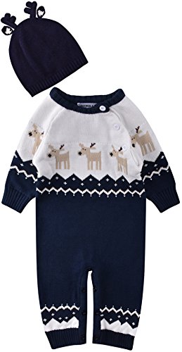 Zoerea Maglione Bambino Unisex Tutina Maglioni per Bimbi Tutine Neonato Maglioni Natale Maglieria Bambina e Cuffietta