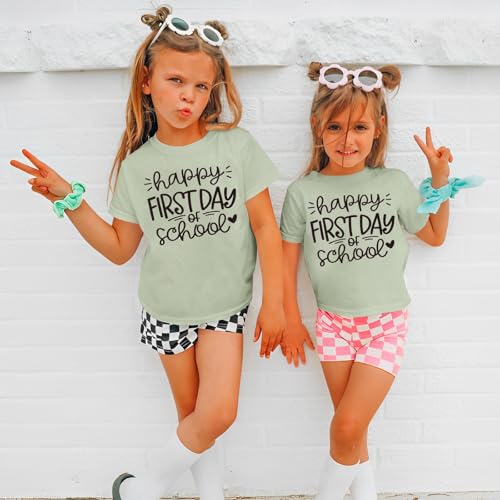 Image of Girls Boys Happy First Day of School Shirts Kid Back to School T-Shirt Kindergarten 1st 2nd Grade Outfits Tees Tops