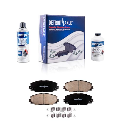 Image of Detroit Axle - Front Brake Pads for Scion xB xD Toyota Corolla Matrix | Prius V Rav4 Lexus HS250h Pontiac Vibe, Ceramic Brake Pads w /Hardware Replacement