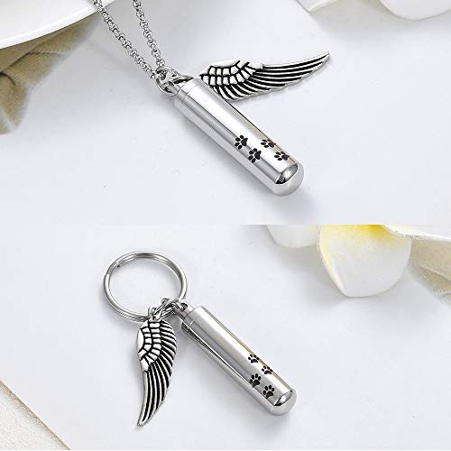 Hearbeingt Cremation Jewelry Urn Necklace for Ashes for Pet, Paw Print Memorial Lockets Ash Jewelry, Cylinder Keepsake Pendant for Human Pet Ashes4