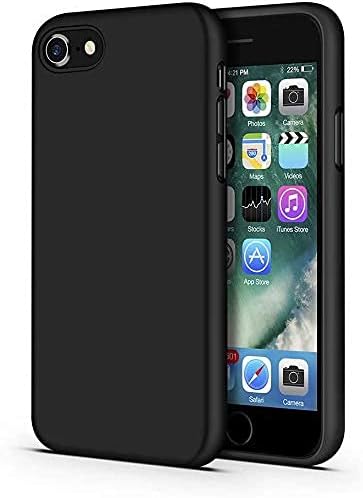 iPhone SE 2020, SE 2022 Liquid Silicone Soft Gel Rubber Case Slim-Fit Mobile Phone Case Cover | iPhone SE 2020 Case Supports Wireless Charging [Black]