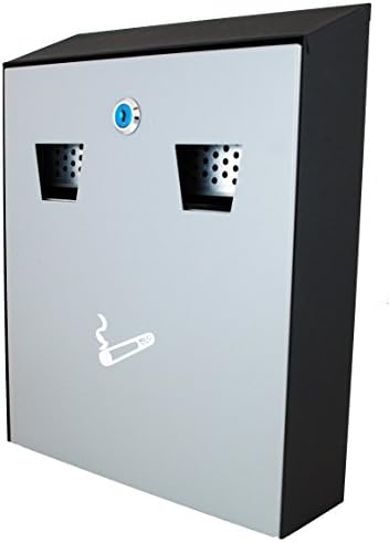 Buckingham Wall Mounted Outdoor Cigarette Bin, Ashtray , Ash Bin, Heavy Duty Ashtray ,Pubs , Clubs, Office,Home ,Luminous Cigarette Motif, Smoking, Lockable, Commercial Premium Quality-Grey/Black