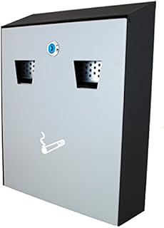 Buckingham Wall Mounted Outdoor Cigarette Bin, Ashtray , Ash Bin, Heavy Duty Ashtray ,Pubs , Clubs, Office,Home ,Luminous Cigarette Motif, Smoking, Lockable, Commercial Premium Quality-Grey/Black
