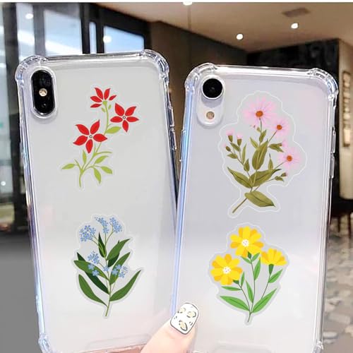 Image of 50PCS Transparent Flora Scrapbook Stickers, Flower-F | Vintage Aesthetic Flowers, Vinyl Waterproof, For Scrapbooks Travel Journal, For Water Bottles Laptop Phone