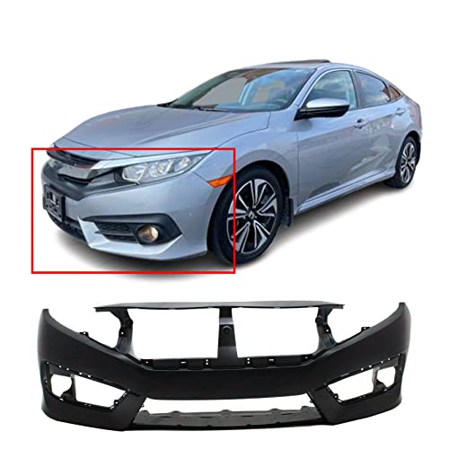 FitParts Compatible with Front Bumper Cover Fascia 2016-2018 Honda Civic DX EX LX Sedan Coupe. New Primed Without Sensor Holes, With Fog Light Holes. HO1000306 04711TBAA00ZZ 2017