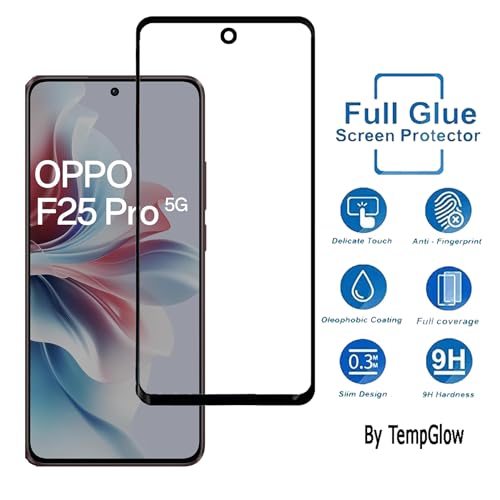 Image of Screen Protector for Oppo F25 Pro 5G (Black) Tempered Glass Edge-to-Edge 6D Screen Guard With Installation Kit