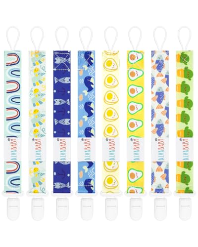 Image of ALVABABY Pacifier Clips 8 Pack Pacifier Binky Paci Holder Leashes for Teethers 8DBP10A