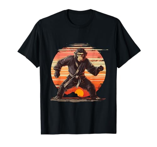 Questo grafico mostra una divertente scimmia karate animale stampa arte. Ideale per gli amanti del taekwondo, combattente jiu-jitsu soprattutto per gli amanti delle scimmie.