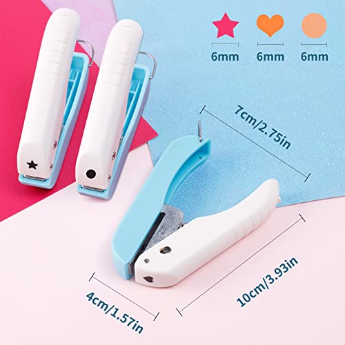 Ucec 3Pcs Paper Hole Punch Shapes, Single Hole Puncher For Crafts, 1/4 Inch Small Handheld Circle Star Hole Punch Heart Hole Punch, Star Hole Puncher Heart Hole Puncher For Tags Clothing Ticket #TOP1