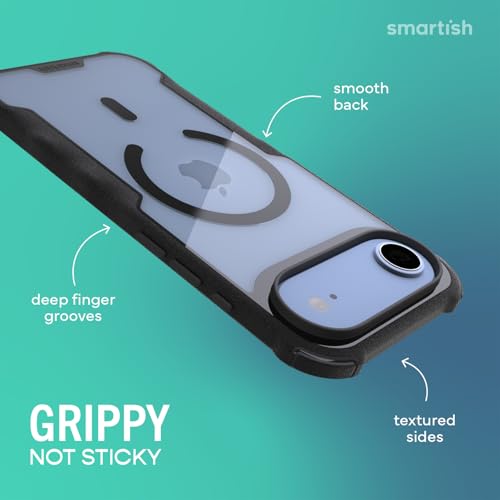 Image of Smartish iPhone Air MagSafe Case - Gripzilla Protective Magnetic Case for Men [Rugged + Tough] Military Grade Heavy Duty Grip Armor - Drop Tested for Apple iPhone Air - Clearly Black