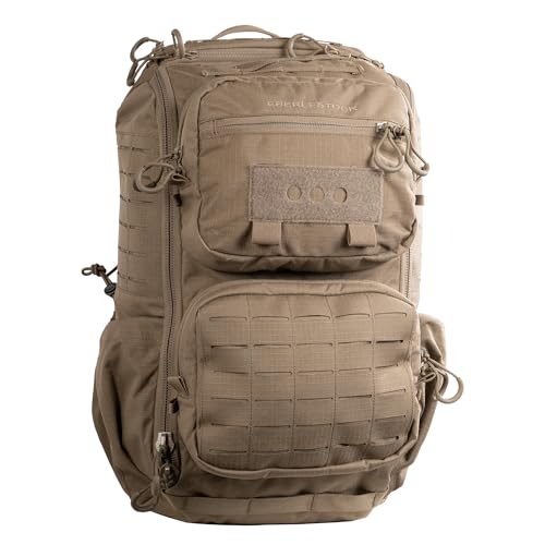 Eberlestock Romad Pack – Mochila táctica compacta de 16 L con marco de HDPE, paso de antena, bolsillo para vejiga de hidratación y panel Molle, mochila resistente militar y de caza, tierra seca