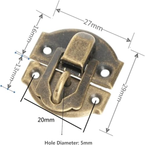 Dophee 12 Stück Antike Messing Dekorative Haspe Schmuck aus Holz Box Haspe Latch Verschluss mit Schrauben