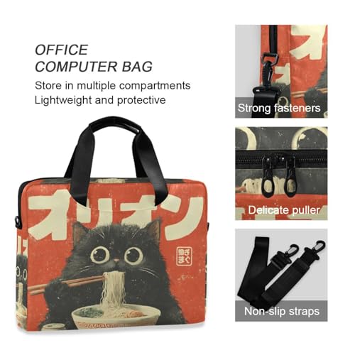 Bolso tipo maletín para laptop con patrón de gato japonés miniatura 6