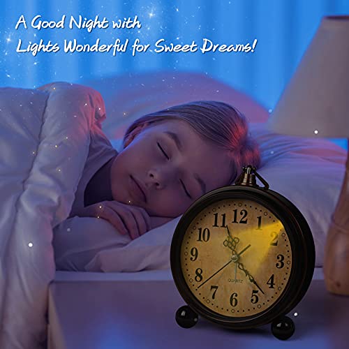 Battery Alarm Clock,Night Light,Vintage Hangable Super Silent Non Ticking Analog Table Clock For Bedroom Bedside, Desk,Shelf #TOP3