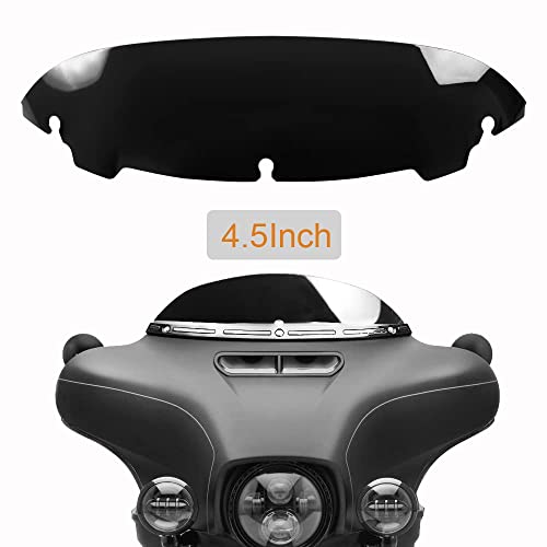 Image of Black 4.5 inch Wave Windshield Windscreen Wind Splitter Compatible for 14-24 Harley Davidson Touring Street Glide /Electra Glide /Ultra Limited /Tri Glide FLHT FLHX FLHXS FLHTK 2014-2024