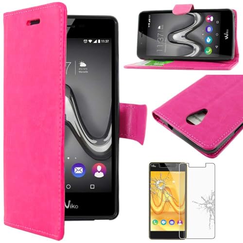 ebestStar - Coque Compatible avec Wiko Tommy Etui PU Cuir Housse Portefeuille Porte-Cartes Support Stand, Rose + Film Protection écran Verre Trempé...