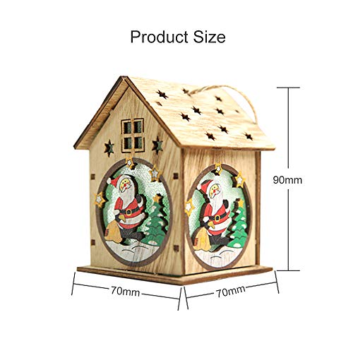 Andoer Casa de madeira luminosa de Natal com LEDs coloridos de luz DIY Chalé de madeira Árvore de Na