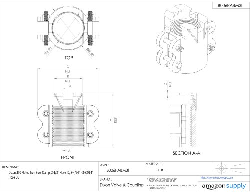 Image of Dixon 350 Plated Iron Boss Clamp, 2-1 /2 inch Hose ID, 3-4 /64 inch - 3-32 /64 inch Hose OD