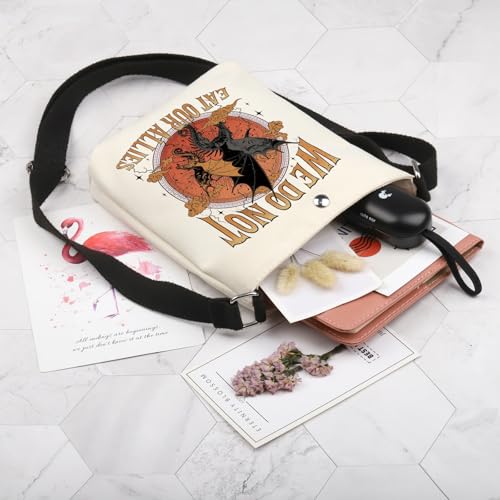 POFULL Dragon Rider Gift Romantasy Fantasy Book Lover Gift Bookish Gift We Do Not Eat Our Allies Crossbody Bag3