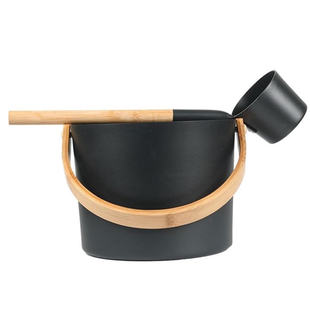Cubo de aluminio para sauna finlandesa, juego de cucharas de mango largo, cubo de sauna, baño, accesorios de sauna