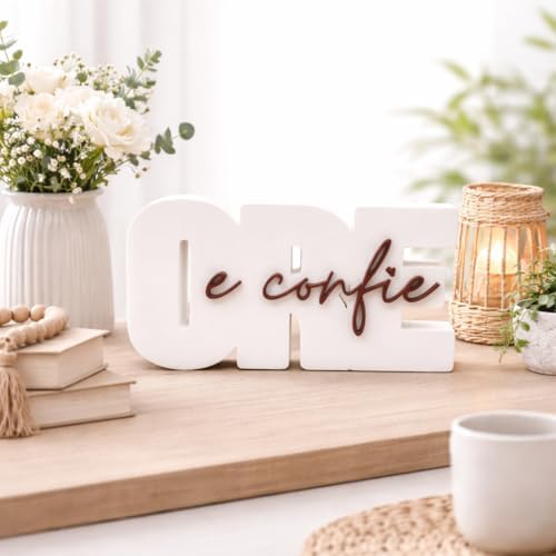 Letreiro Decorativo Ore e Confie Branco – Enfeite de Mesa com Men...