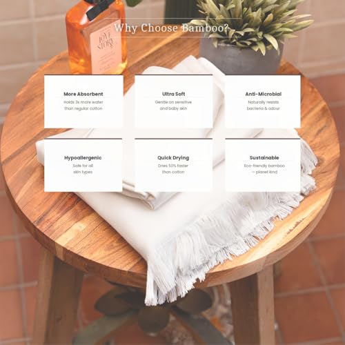 Image of 100% Bamboo Large Bath Towel | Buttery Soft, Ultra-Absorbent, Lightweight, Anti-Microbial, Hypoallergenic, Quick Dry | Suitable for Daily use, Travel, Gym, Swimming (Ivory)