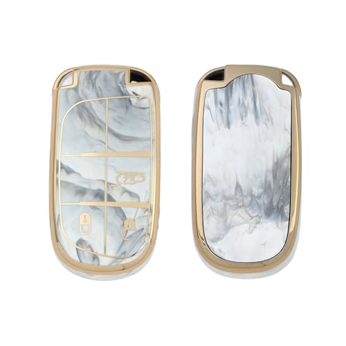 Image of Keyzone TPU Key Cover Compatible for Jeep Compass, Trailhawk smart Key (Marble)
