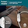 Philips 6 Outlet Power Strip Surge Protector, 6 Ft Power Cord, Designer Braided Extension Cord, Flat Plug, Perfect for Office or Home Decor, 1080 Joules, White, SPC3054WA/37